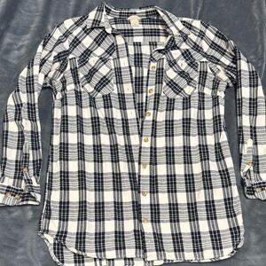 Duluth Black and White Plaid Button-Up Shirt